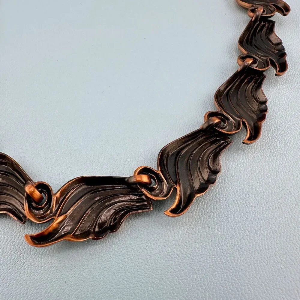 Vintage Renoir Necklace Copper Wing Shaped Links Adjustable 14